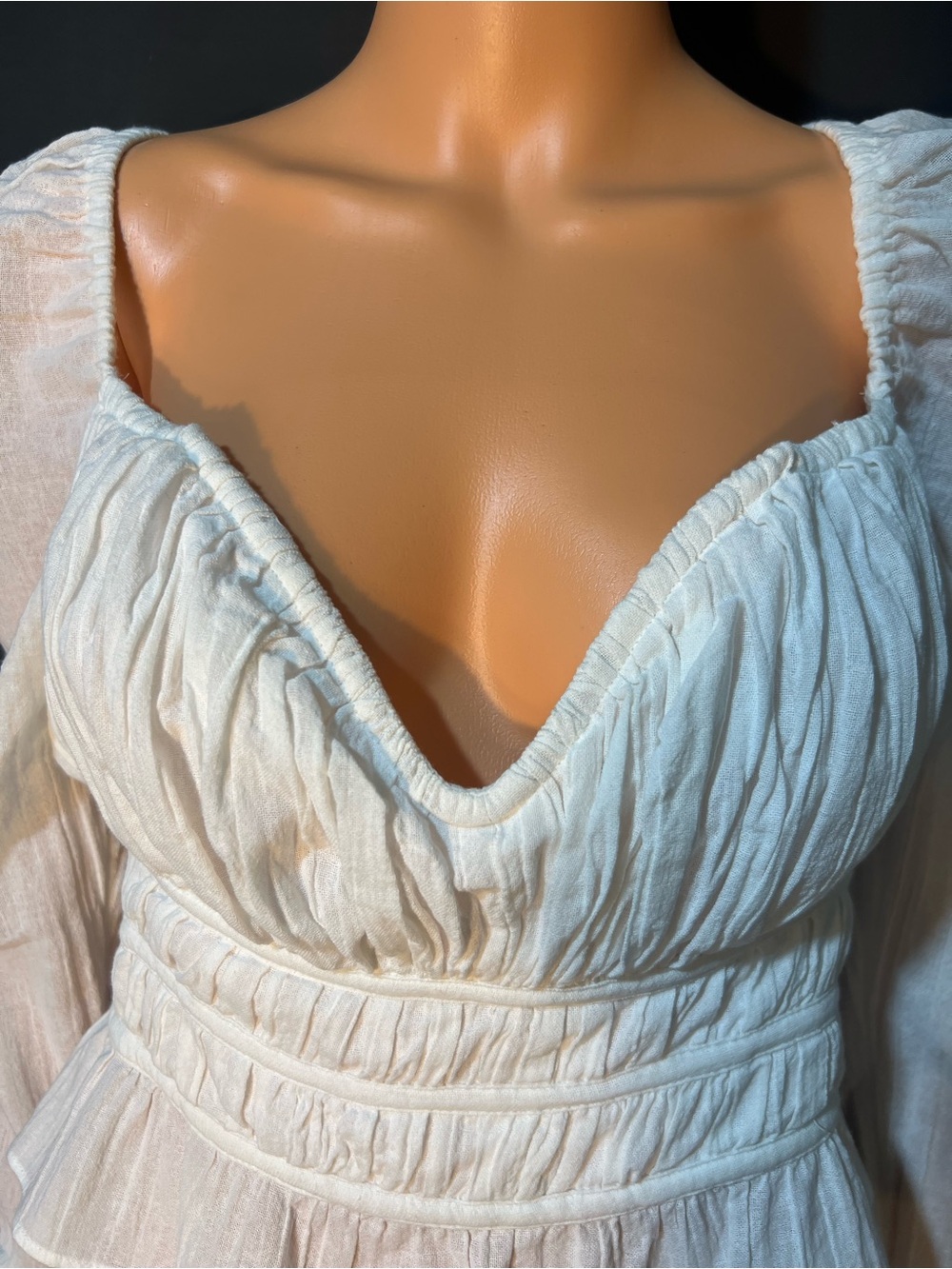 Free People White Peasant-Style Sweetheart Neck Blouse - Picture 5 of 9